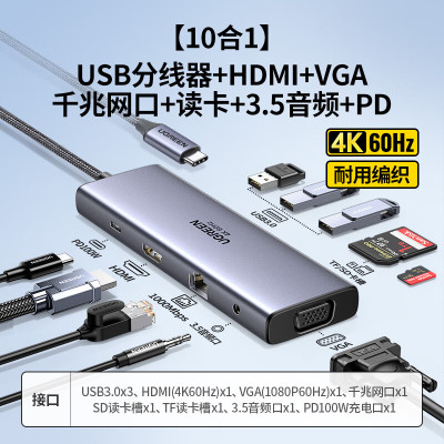 绿联Type-C扩展坞USB-C转HDMI雷电4拓展坞 25043