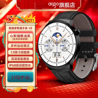 爱国者(aigo)智能手表 黑色-XFQ V8旗舰版男女通用款健康监测心率多功能通话圆盘运动手表