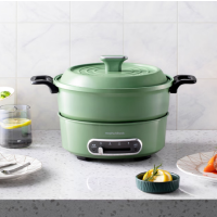 摩飞电器(MORPHY RICHARDS) MR9087 薄荷绿 多功能锅电火锅3L 家用烤涮一体电煮锅电炒锅电料理锅