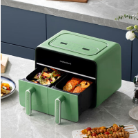 摩飞电器(MORPHY RICHARDS) MR8100 薄荷绿 空气炸锅家用8L大容量 双胆分区多功能空炸烤箱