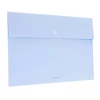 得力(deli)乐素系列A4文件袋10只 公文包/资料袋 加厚款PP按扣文件袋 文件保护 票据收纳 水晶蓝 72416