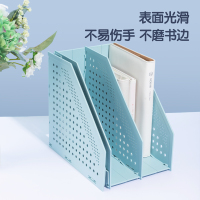 得力(deli)折叠文件框书立三联加厚书架可伸缩文件架学生桌面文具p 3栏 大号A4 蓝色-79000