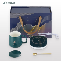 艾贝丽Abereve 礼盒暖暖杯55度恒温暖杯垫办公室加热保温养生杯创意款 PA-666 白色/墨绿色