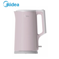 美的(Midea)电热水壶 家用1.7L大容量 304不锈钢烧水壶 双层防烫快速沸腾自动断电开水壶 MK-HJ1722