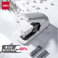 得力(deli)省力结构订书机/装订器/订书器 一指按压 适配12#钉 白色 0477