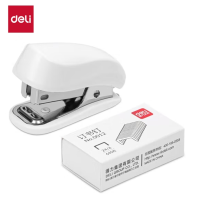 得力(deli)12#迷你便携订书机套装(订书机+订书针) 试卷装订 学习用品 白色 0255