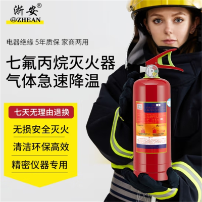 浙安七氟丙烷灭火器5公斤手提式灭火器机房档案室气体灭火器5KG