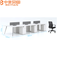 中意贝田 BT-Z116 3600*1200*750mm办公室电脑桌办公屏风职工位简约现代纯白色六人位含椅
