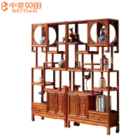 中意贝田 BT-CY003 博古架实木中式多宝阁榆木家具茶叶架子展示柜客厅隔断置物陈列柜