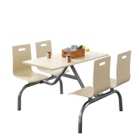 中意贝田 BT-CZY560 1.2米长餐桌椅4人员工公司饭堂连体长方形不锈钢