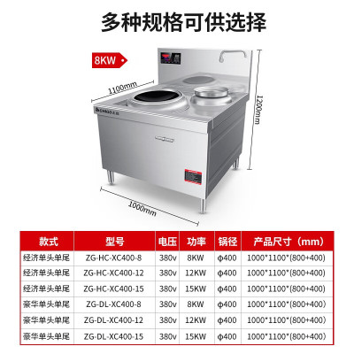 四合(Sihe) 商用电磁炉大功率大锅灶电磁灶酒店食堂电炒锅凹面小炒炉单头单尾小炒灶