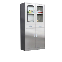 中意贝田 不锈钢资料储物柜带锁器械柜文件柜 中二斗文件柜