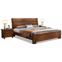 中意贝田 BT-C5 1.5米胡桃木实木床现代简约框架床 1.5米单床+2床头柜+床垫