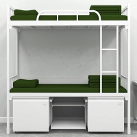 中意贝田 XJC-22铁艺双层床员工宿舍双人床铁架床带鞋柜 2000*900*1800mm