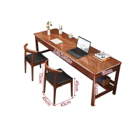 中意贝田 BT-XZZ1 写字台简易台式电脑桌学习桌椅胡桃色两人位