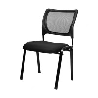 中意贝田 会议椅办简约会议麻将靠背椅麻布办公椅家用网布电脑椅职员弓形培训凳椅子 烤漆黑