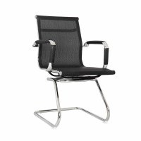 中意贝田 办公椅会议椅简约网布职员办公椅电脑椅会议椅弓形人体工学员工椅家用 黑色弓形椅