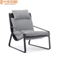 中意贝田 BT-FB008 720*850*860mm 休闲椅简约轻奢沙发椅久坐客厅阳台千鸟格舒适躺椅 HJ
