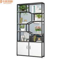 中意贝田 BT-B4办公室铁艺镂空屏风隔断置物架落地玄关装饰书柜黑架子 80长*30深*200cm高 HJ