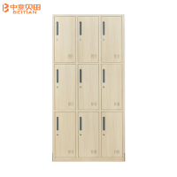 中意贝田 BT-B7宿舍钢制仿木纹更衣柜公寓柜储物柜带锁存包 九门更衣柜900*500*1850mm HJ