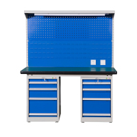 中意贝田 BT-GJG05 重型防静电钳工工作台工厂车间流水线打包桌不锈钢工具柜 1.8米四抽一门+双挂板 HJ
