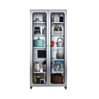 中意贝田 BT-SH02 不锈钢碗柜餐边柜多层网门厨房锅具收纳柜 900*400*1860mm钢化玻璃门通门 HJ