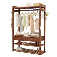 中意贝田 BT-YAYJ01 衣帽架落地挂衣架多层置物架卧室衣服收纳层胡桃色[100*36*172cm] HJ