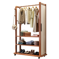 中意贝田 BT-YAYJ02 衣帽间组合架带镜子卧室穿衣镜挂衣胡桃色长1000*宽400*高1720mm HJ