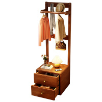 中意贝田 BT-YAYJ04 实木衣帽架落地卧室多功能床头柜一体衣服收纳架 胡桃色400*350*1680mm HJ