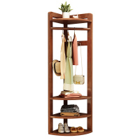 中意贝田 BT-YAYJ06 衣架落地卧室挂衣架转角衣帽架现代简约家用置物架 胡桃色 HJ