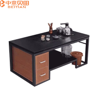 中意贝田 BT-CY016 办公室门店会客简约火烧石岩板功夫茶几茶台带电磁炉一体1300*700*450mm HJ