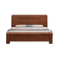 中意贝田 BT-C444 胡桃色实木床新中式风格简约卧室1.8米双人床 1800*2000mm单床 HJ