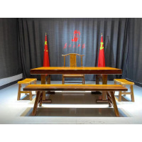 中意贝田 BT-Z311实木大板茶桌茶台老板桌椅组合(条凳*2+桌子) HJ