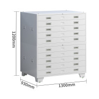 中意贝田XJDTG0底图柜钢制文件柜资料柜工程图纸柜储物柜多层抽屉柜 双层带轮1300*930*1200mm HJ