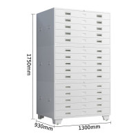 中意贝田XJDTG0底图柜钢制文件柜资料柜工程图纸柜储物柜多层抽屉柜 三层带轮1300*930*1750mm HJ