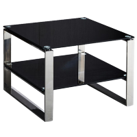 中意贝田B246 钢化玻璃方茶几小户型茶几黑色小茶几 600*600*430mm HJ