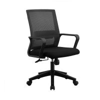 中意贝田 会议椅办公室接待椅家用电脑椅弓形椅人体工学椅职员升降网布转椅 黑色黑网转椅 HJ