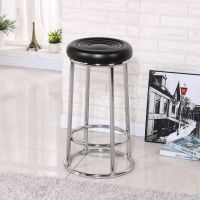 中意贝田 高脚凳酒吧凳吧椅不锈钢凳家用餐桌凳高脚吧凳游戏厅凳手机柜台凳子圆凳我业接待凳 黑色坐垫高脚凳63CM HJ