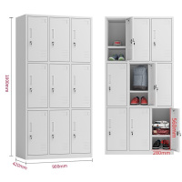 中意贝田 钢制加厚九门衣柜员工更衣柜储物柜学生宿舍带锁储物柜浴室衣柜健身房存包柜铁皮柜 加厚九门衣柜 HJ