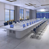 航天思泰 ups机柜 无纸化会议桌智能大型会议桌(含5个21.5寸升降器)