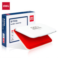得力(deli)120*80mm金属方形中号秒干印台印泥红色9892 办公用品