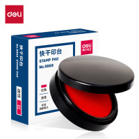 得力(deli)70mm圆形塑壳快干印台印泥红色9868 财务办公用品
