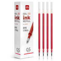 得力(deli)0.5mm红色中性笔笔芯6916 水笔签字笔 子弹头替芯 34567/6600/Q7适用 20支/盒