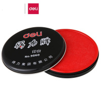 得力(deli)圆形塑壳秒干快干印台9860(红)(1只装)