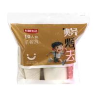 新鲜生活(XIN XIAN SHENG HUO)一次性餐具套装露营户外烧烤野炊家用派对结婚聚会用碗盘 10人套纸餐具