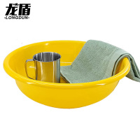 龙盾内务洗漱三件套 黄脸盆+浅绿毛巾+口杯军训内务整理专用