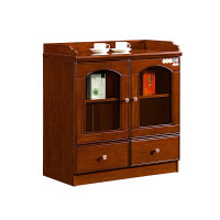 中虎茶水柜办公室会议室新中式多功能茶水台2门胡桃色0.8*0.4*0.85m