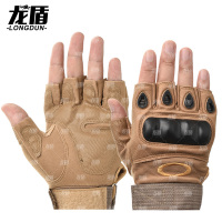龙盾战术半指手套男士格斗拳击户外骑行机车摩托运动健身露指土黄