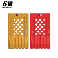 龙盾黄色塑料防撞护栏 注水围挡PE三孔水马隔离墩市政围栏施工组合1500*900mm镂空款6公斤全新料