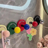 JINGRUIXIANG入户玄关挂钩免打孔挂衣架壁挂式无痕多巴胺粘钩红色*2